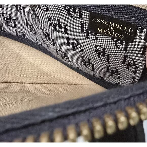 Dooney & Bourke Designer Black Gray Logo Leather Canvas Handbag Purse Bag Women - Picture 13 of 14